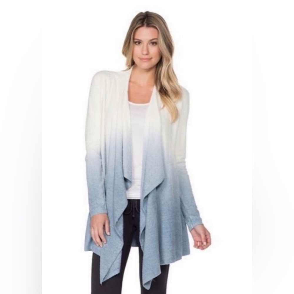 BAREFOOT DREAMS CozyChic Lite Ombre Calypso Wrap in Pearl / Chambray NWT